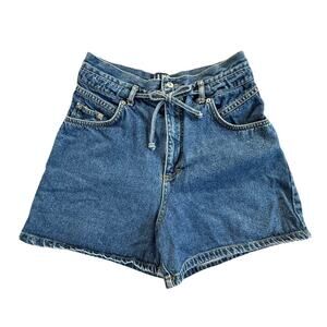 Vintage 90s L.A. Blues Bow Tie Waist Women's Denim Jean Shorts Mom Jorts